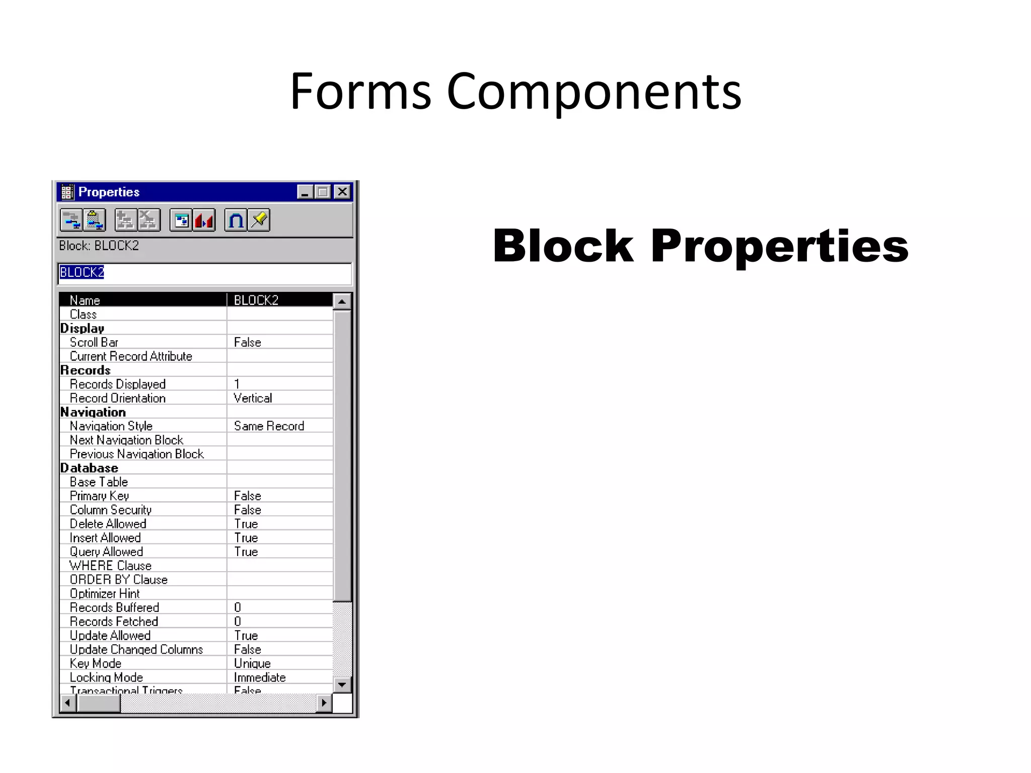 Forms Components Block Properties 