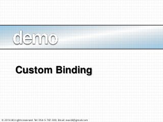 © 2014 All rights reserved. Tel: 054-5-767-300, Email: evardi@gmail.com
Custom Binding
 