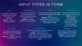 FORMS IN PHP contains various tags and code | PPT