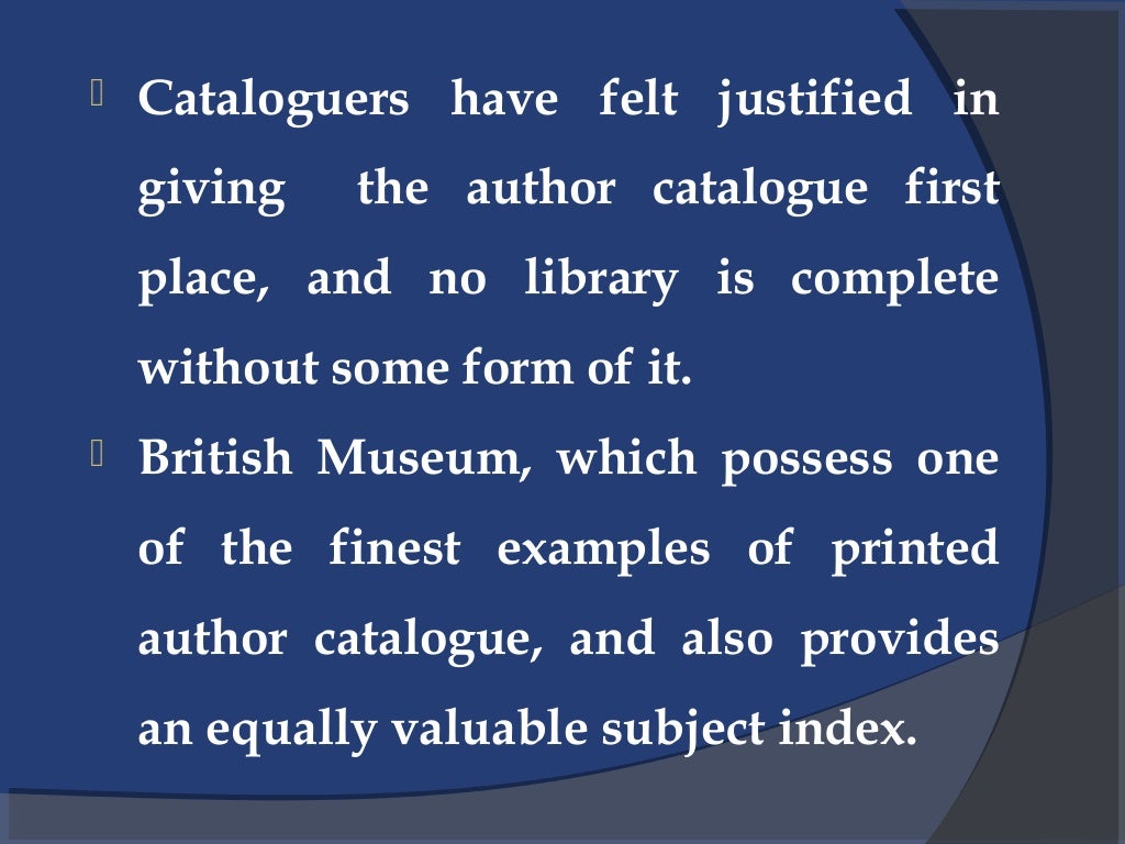 Forms of catalogue