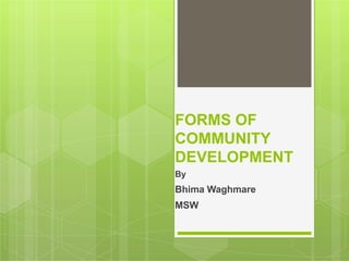 FORMS OF
COMMUNITY
DEVELOPMENT
By
Bhima Waghmare
MSW
 