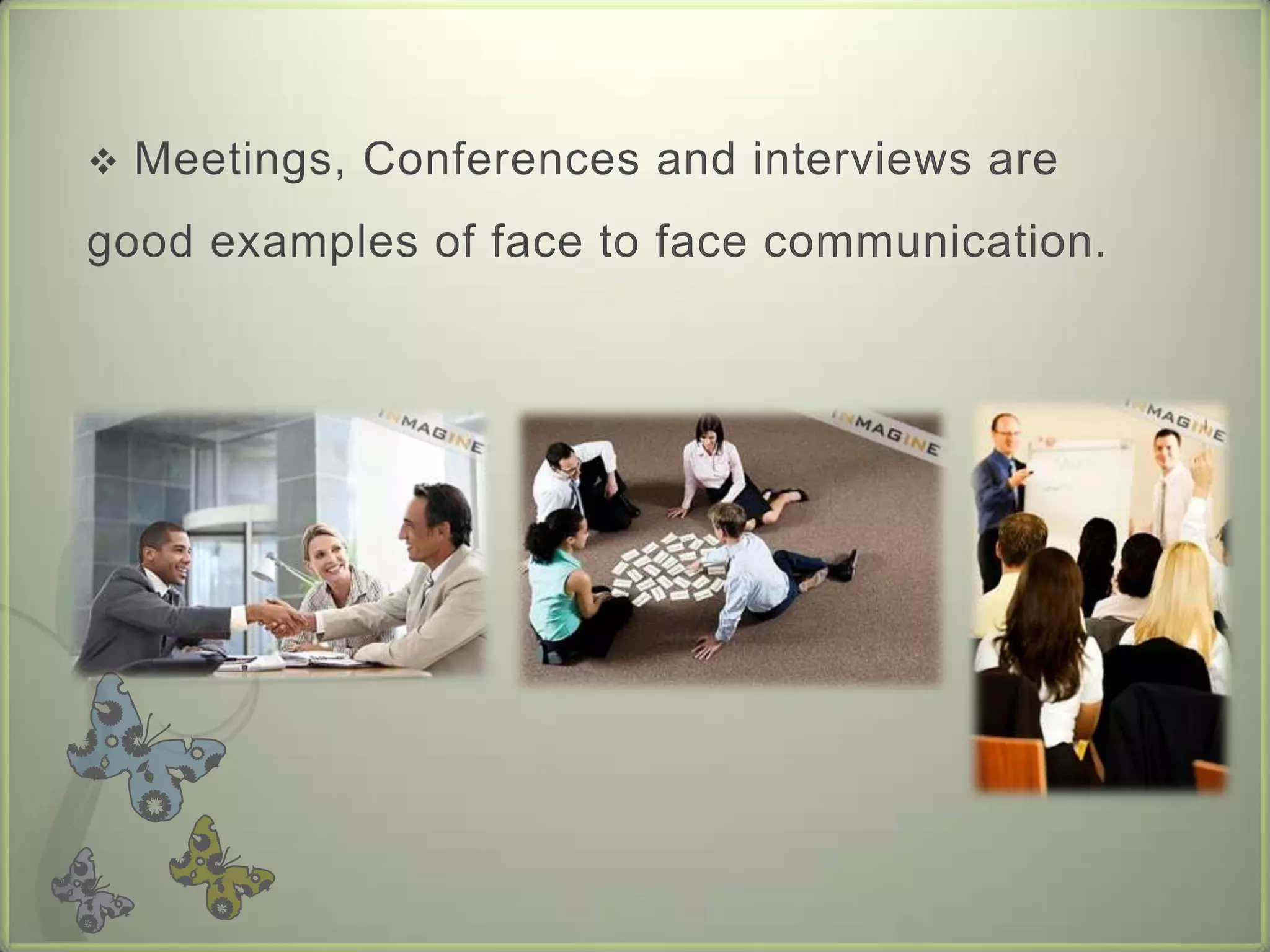 2. Speaking TubesA speaking tube or voice pipe is a device based around two cones connected by an air pipe through which speech can be transmitted over an extended distance. 3. Dictating MachinesDictating machines may be either mechanical or magnetic and may record the voice on wire or coated tape which can be removed from the machine after dictation and forwarded to the point of transcription. 4. Intercoms Intercoms are an electronic communications system generally composed of fixed microphone/speaker units connected to a central control device5. Telephones and Cellular Phones