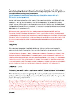 News Program Sample Forms of radio news | DOCX