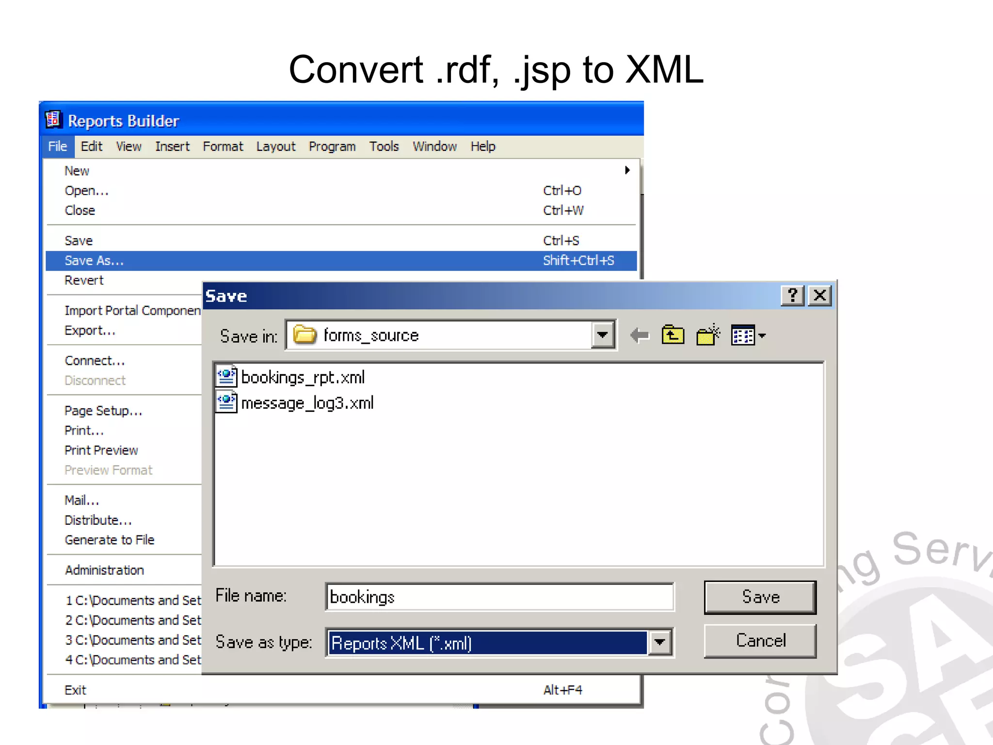 Convert .rdf, .jsp to XML 