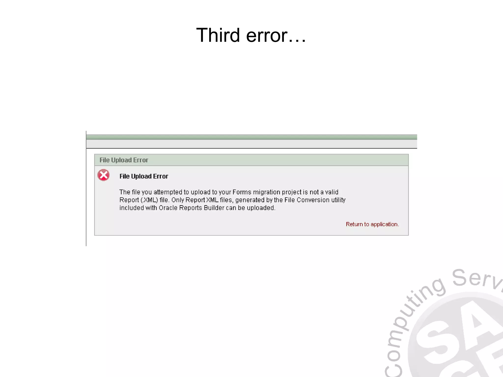 Third error… 