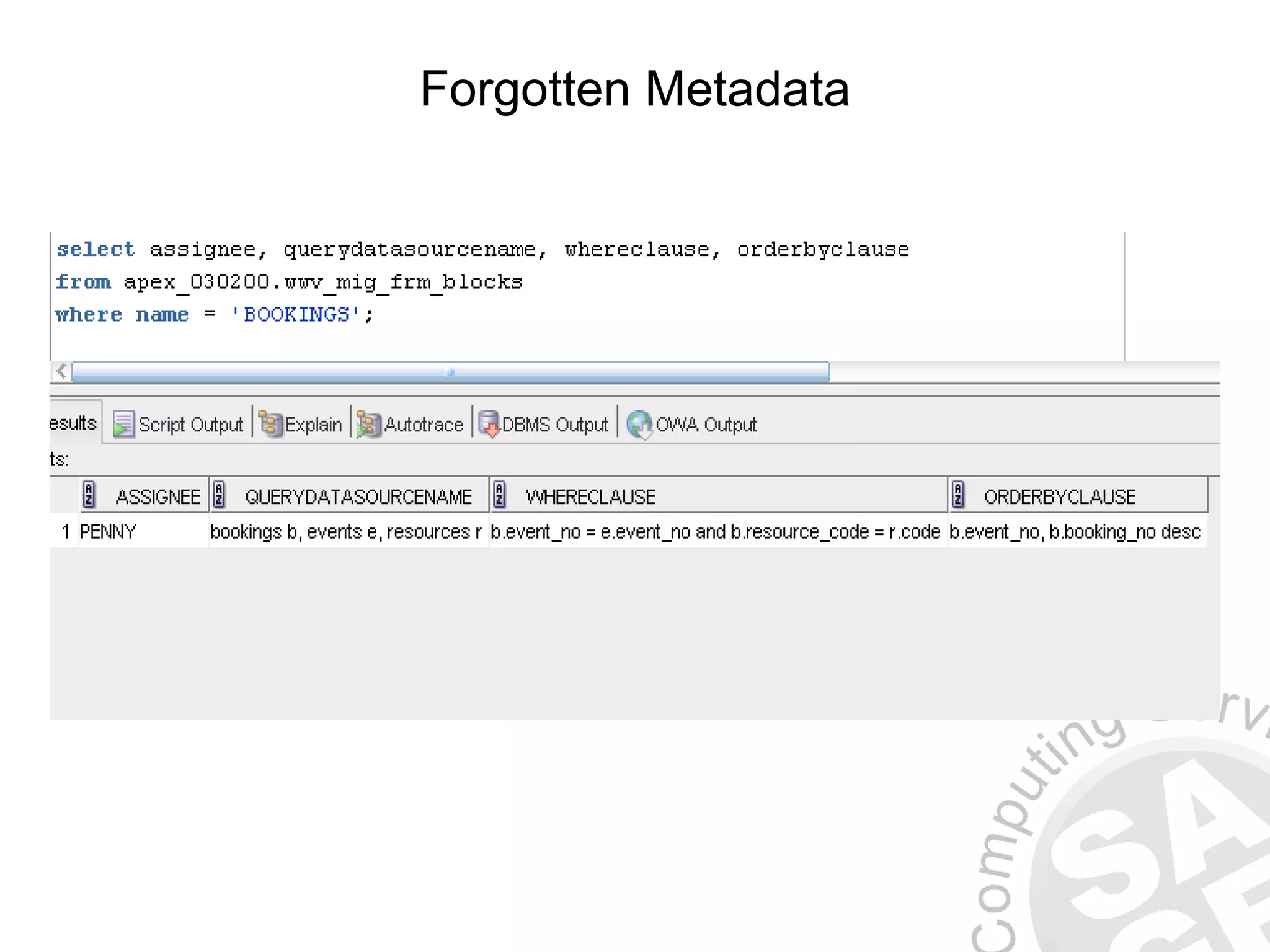 Forgotten Metadata 