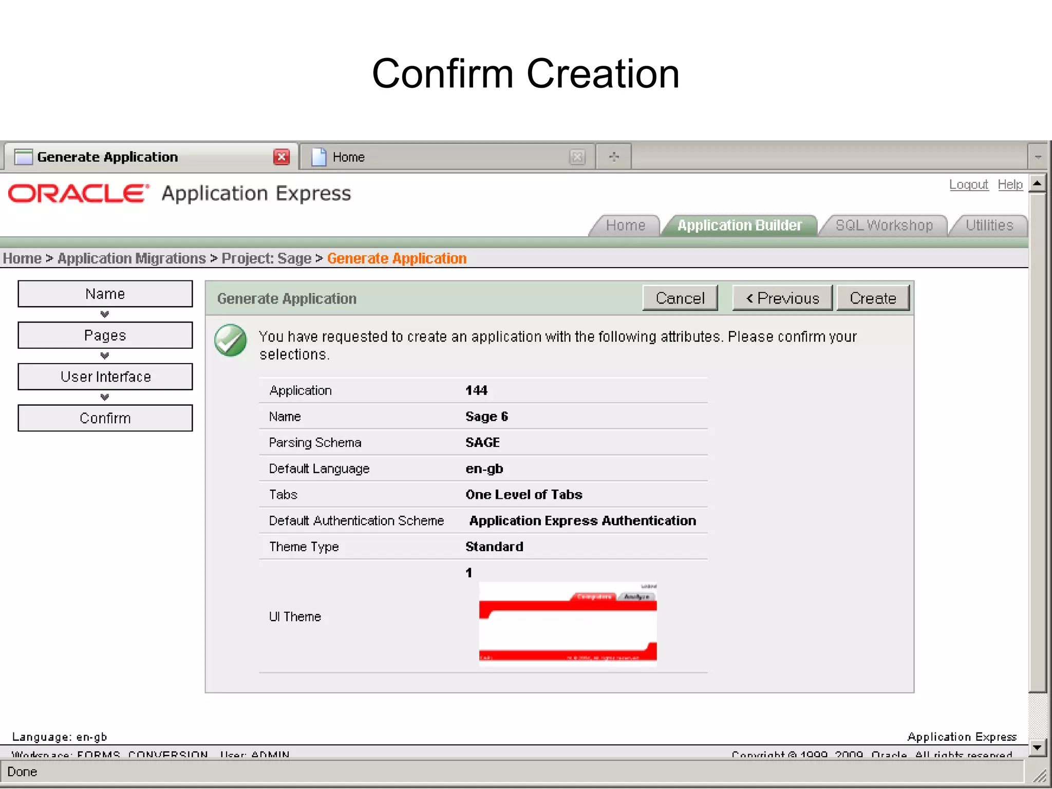 Confirm Creation 