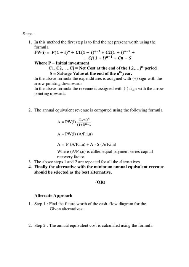 Mg 6863 Formula Sheet Engineering Economics