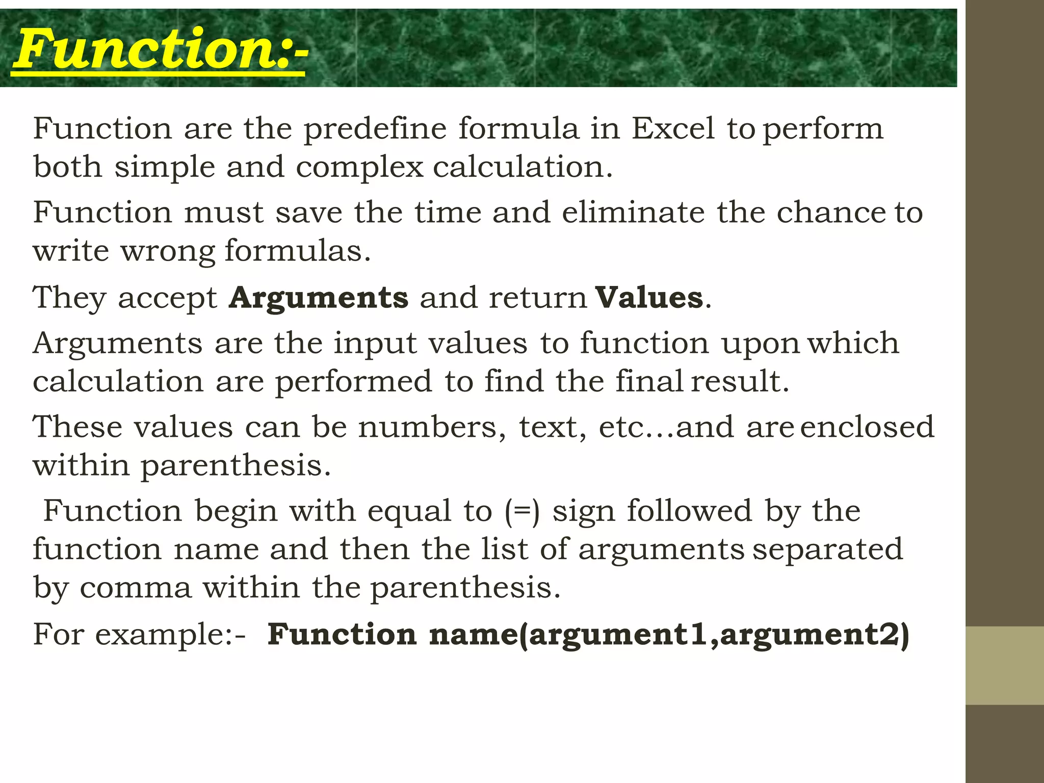 Formulas and functions | PPTX