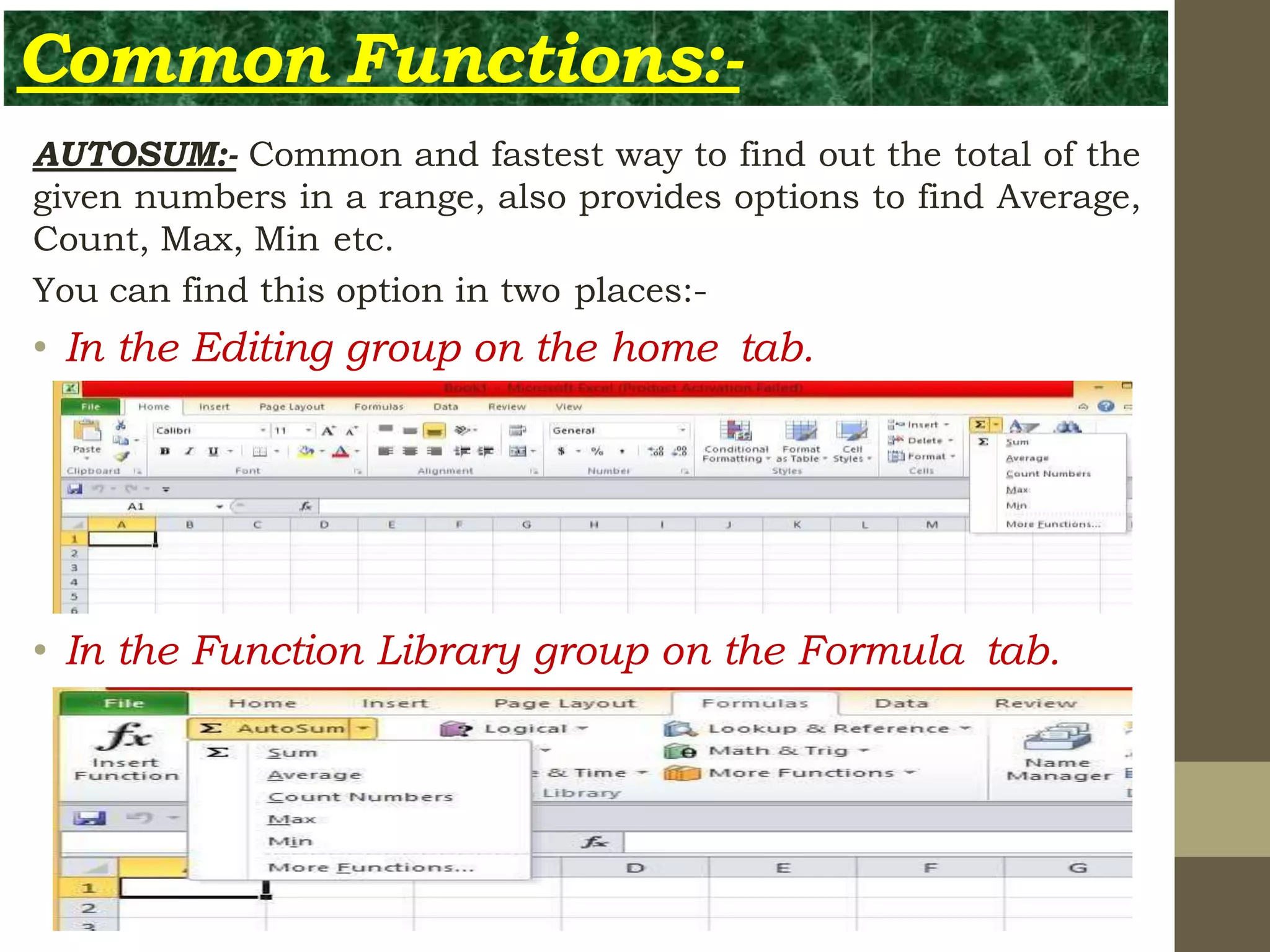 Formulas and functions | PPTX
