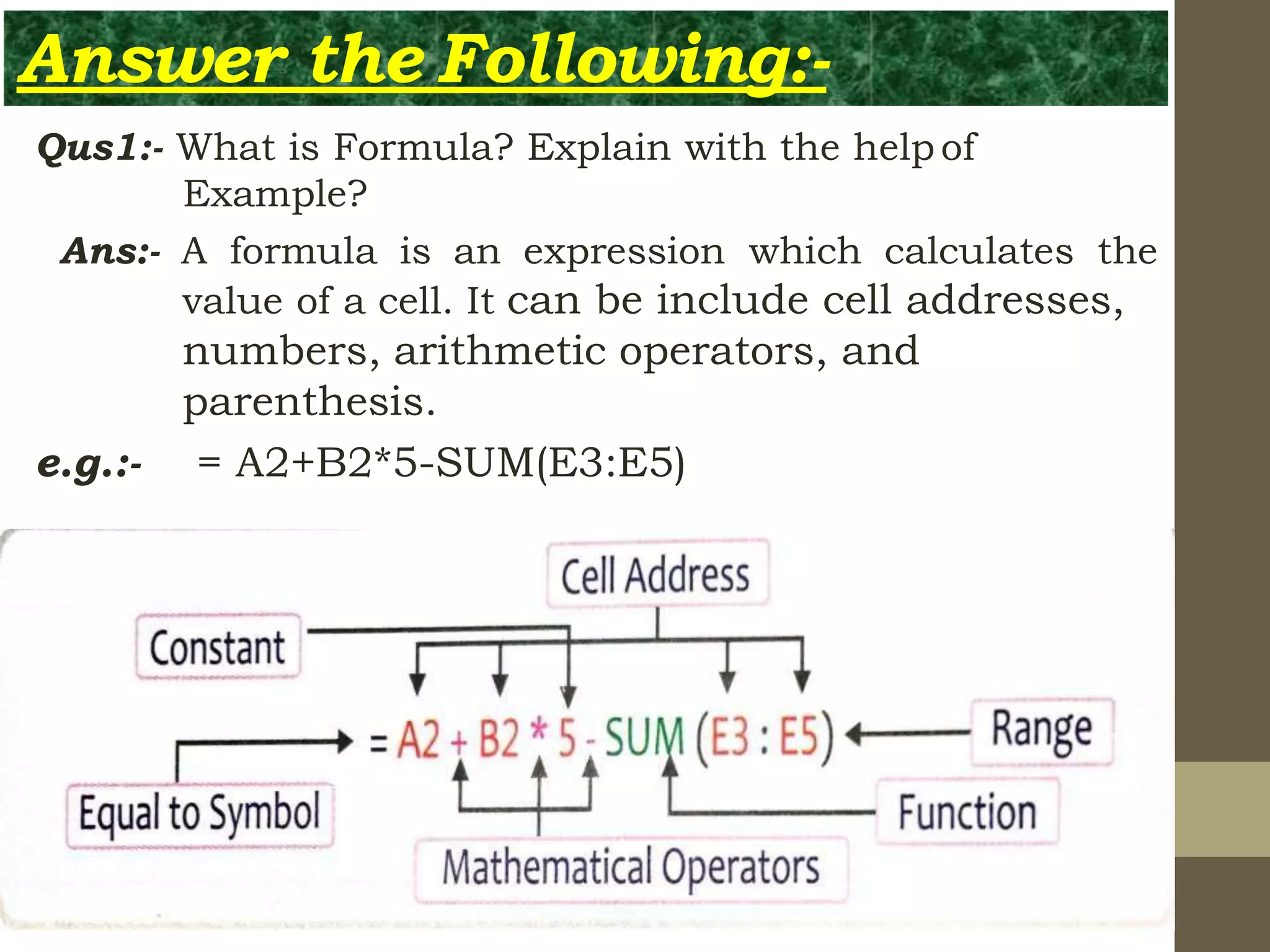 Formulas and functions | PPTX