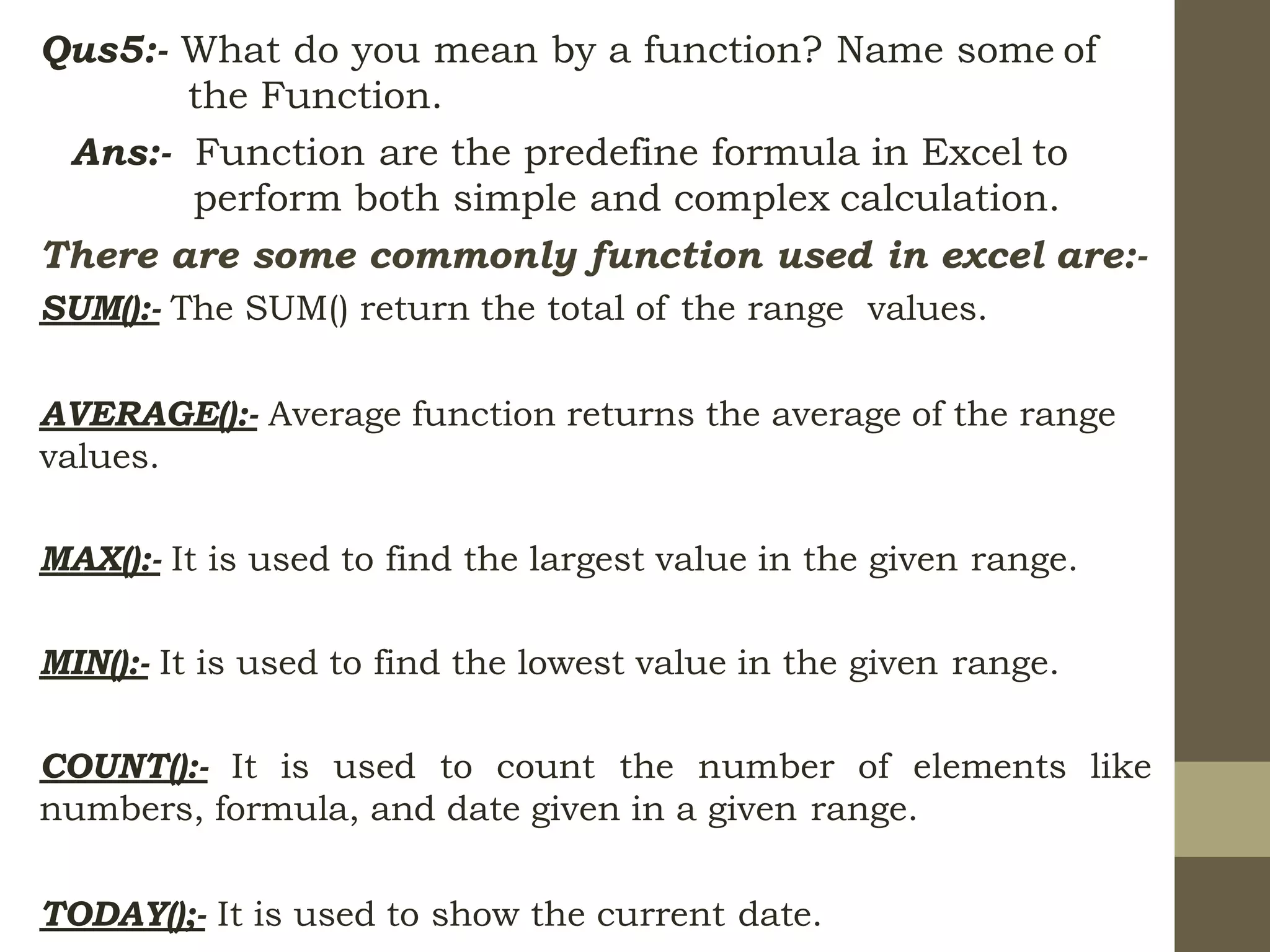 Formulas and functions | PPTX