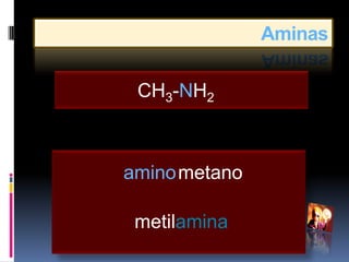 Aminas

 CH3-NH2



amino metano

 metilamina
 