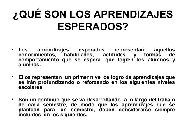 Formulación de objetivos y aprendizajes esperados