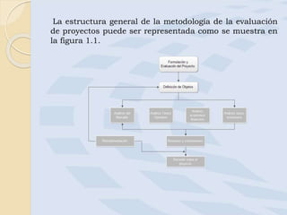 La estructura general de la metodología de la evaluación
de proyectos puede ser representada como se muestra en
la figura 1.1.
 