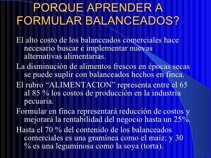 Formulacion De Balanceados