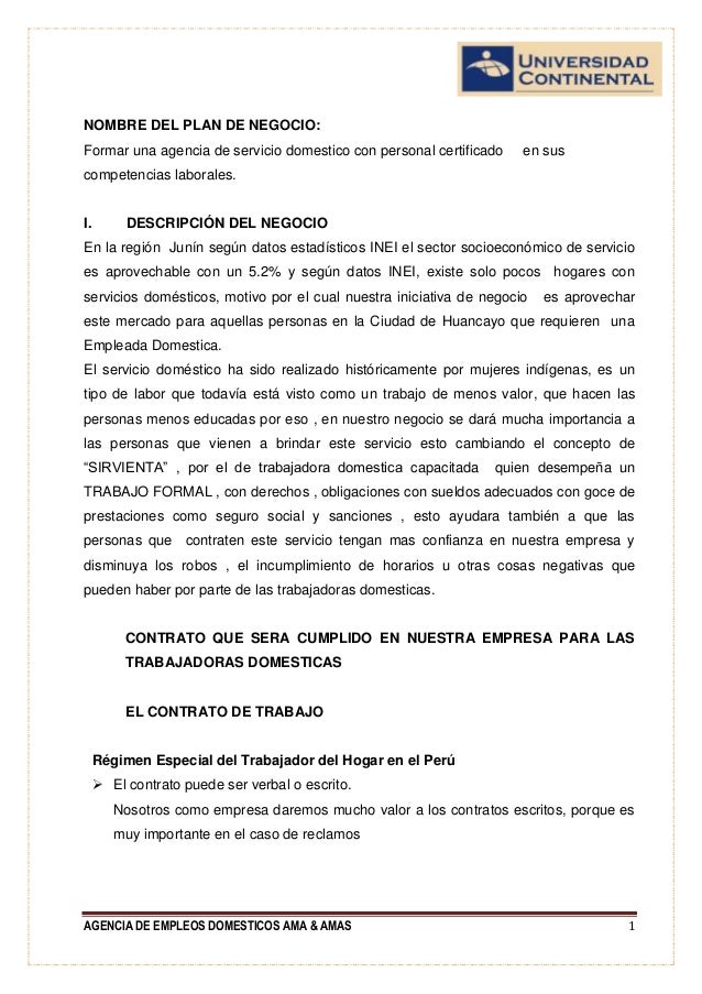 Formulacion y evaluacion agencia de-empleos-domesticos