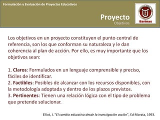 Formulación y Evaluación de Proyectos Educativos