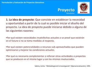 Formulación y Evaluación de Proyectos Educativos