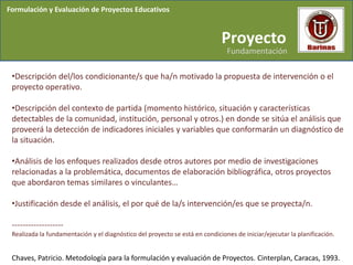Formulación y Evaluación de Proyectos Educativos
