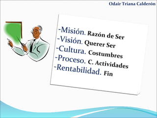 Odair Triana Calderón Misión .   Razón de Ser Visión .  Querer Ser Cultura.   Costumbres Proceso.  C. Actividades  Rentabilidad.  Fin 