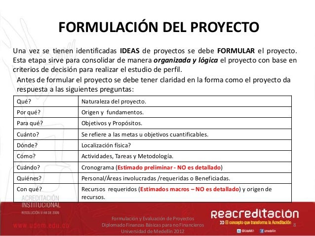 Formulacion y evaluacion de proyectos