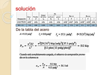solución
De la tabla del acero
 