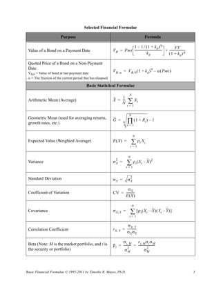 Financial Formulae | PDF