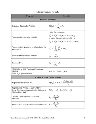 Financial Formulae | PDF