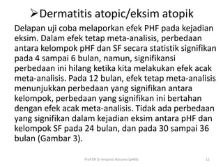 Dermatitis atopic/eksim atopik
Delapan uji coba melaporkan efek PHF pada kejadian
eksim. Dalam efek tetap meta-analisis, ...