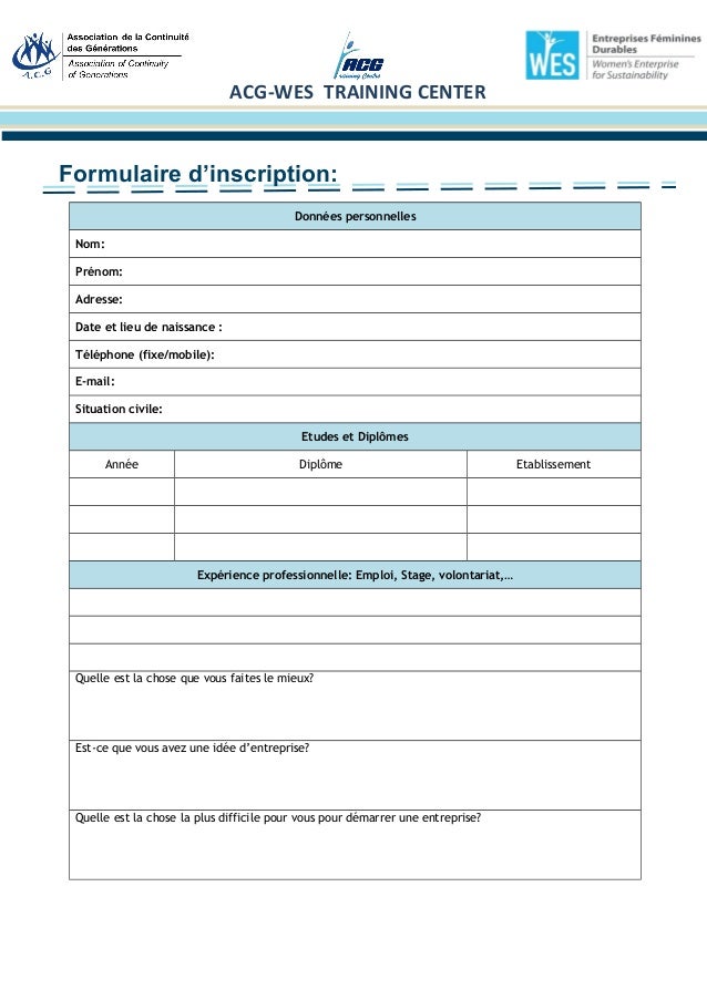 Formulaire d'inscription