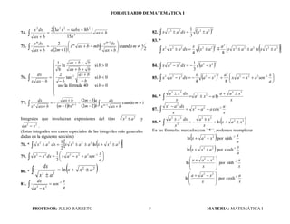 Formulario de derivadas e integrales matematica i uney | PDF