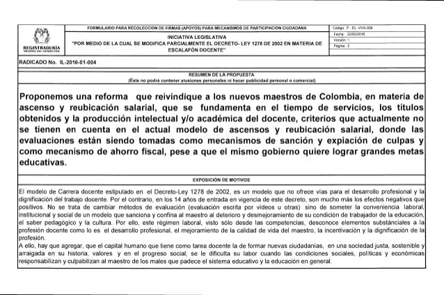 Formulario de iniciativa + protocolo de recogida de firmas.