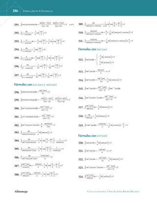 Formulario de integrales de calculo integral | PDF