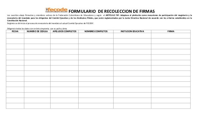 Formulario de recoleccion de firmas