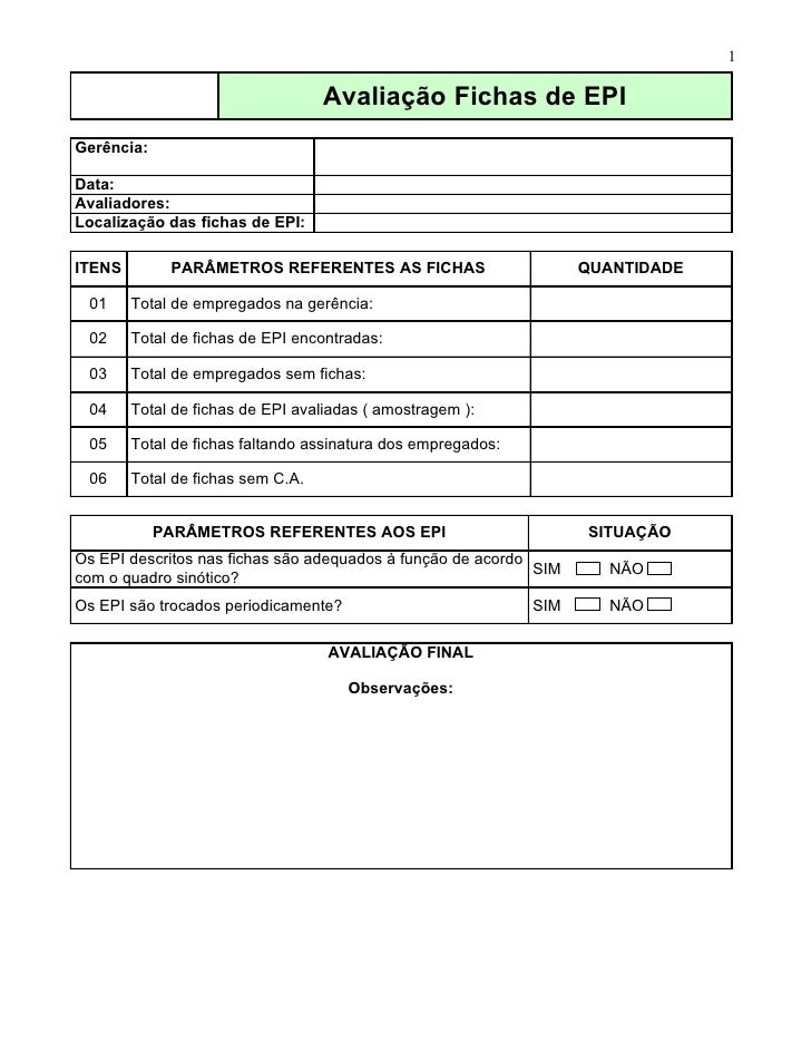 Formulario inspeção E.P.I