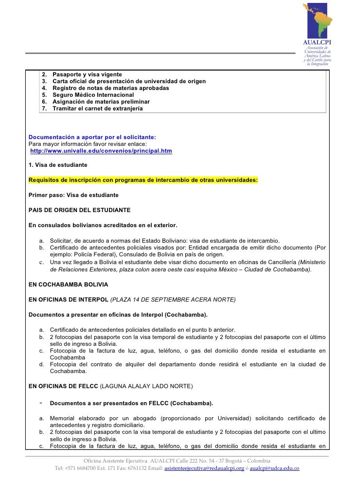 Universidad del Valle (Bolivia) - Formulario oferta de plazas