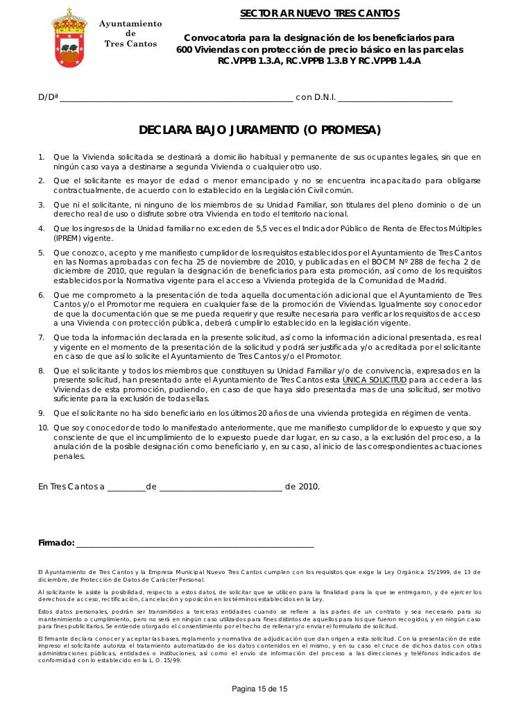 Modelo De Solicitud De Vivienda