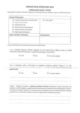 Formularz - konsultacje społeczne 2012