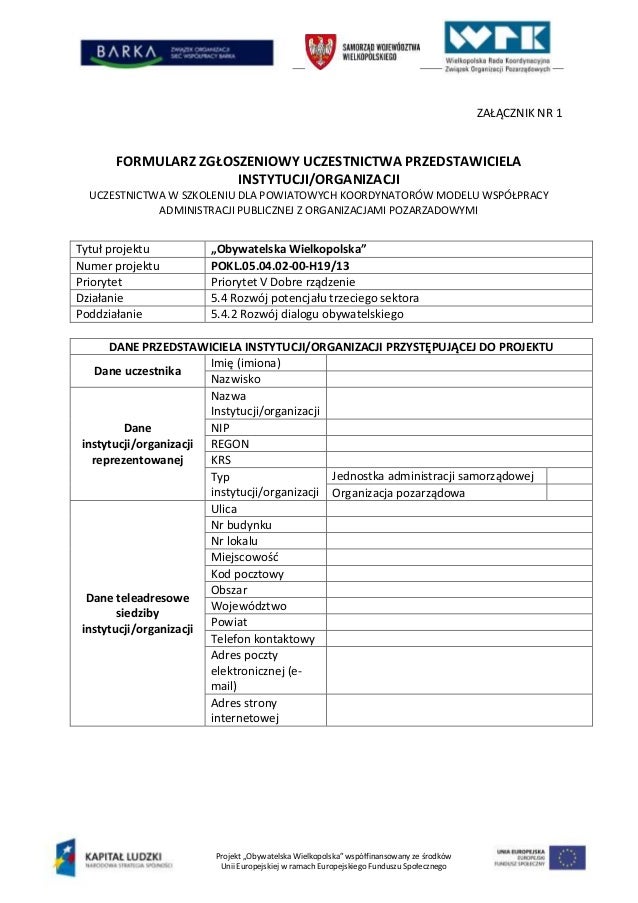 Formularz rekrutacyjny szkolenie