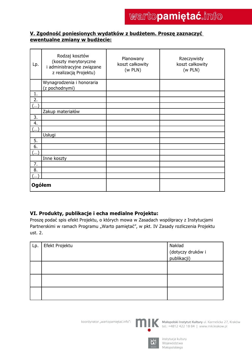 Formularz Sprawozdania Zalacznik Nr 2