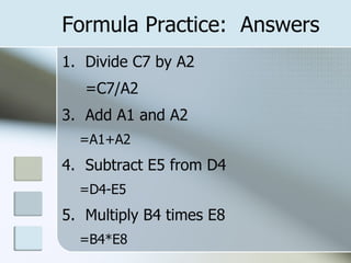 Formulas and functions | PPT