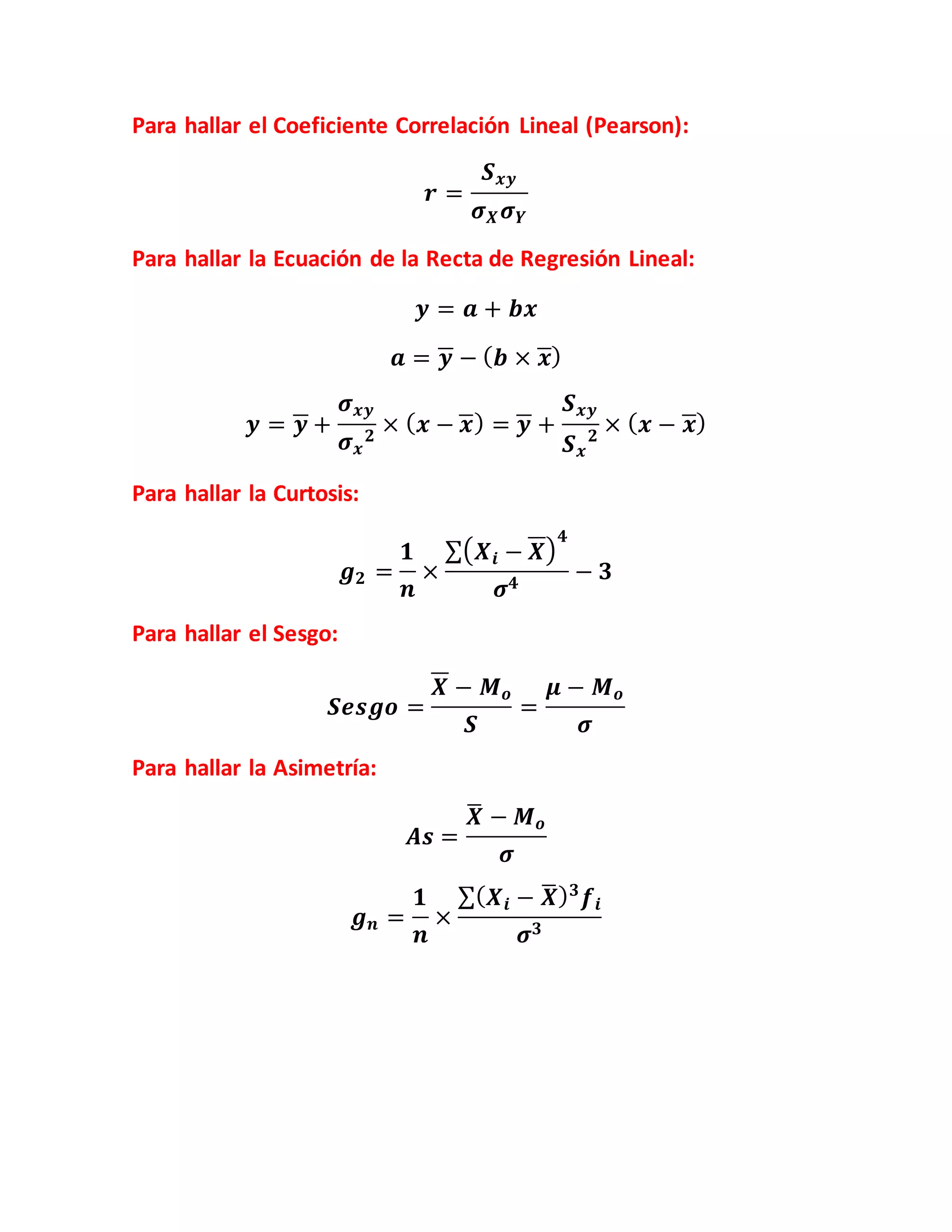 Formulas de estadistica y probabilidades | DOCX