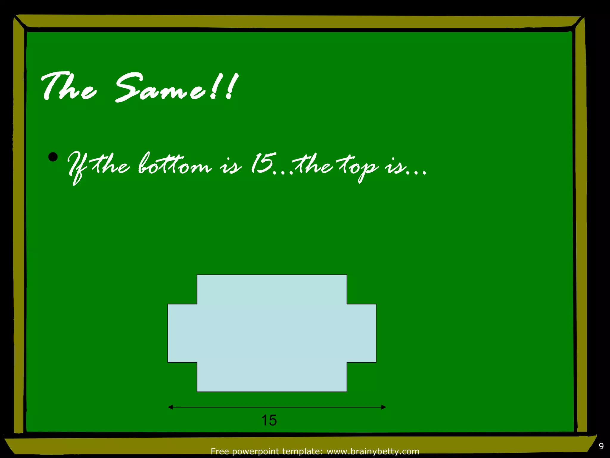 The Same!!
•If the bottom is 15…the top is…




                       15
                                                             9
             Free powerpoint template: www.brainybetty.com
 