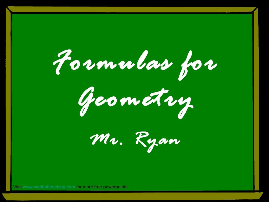 ForMuLas FoR GeoMeTry