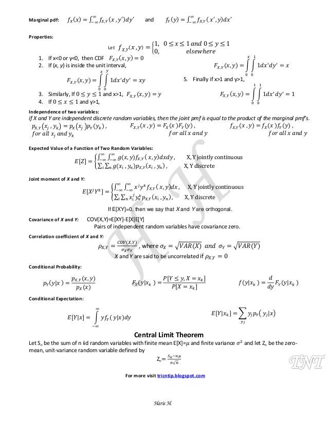 Probability Formula sheet
