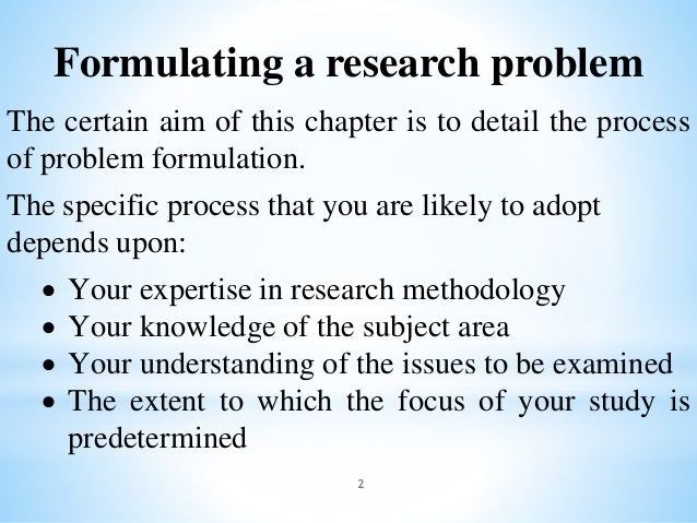 how to formulate a problem in research