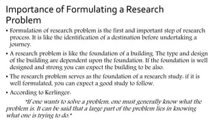 in research what is problem formulation