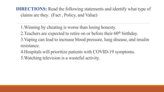 Formulating Claims of Fact, Policy and Value.pptx