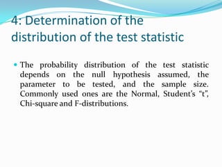 2: Formulation of HaThe alternate hypothesis assigns the values to the population parameter that is not contained in the null hypothesis.For example,Ha: μ > μ0Ha: μ ≠ μ0Ha: μ < μ0The null hypothesis is accepted or rejected on the basis of the information provided by the sample.
